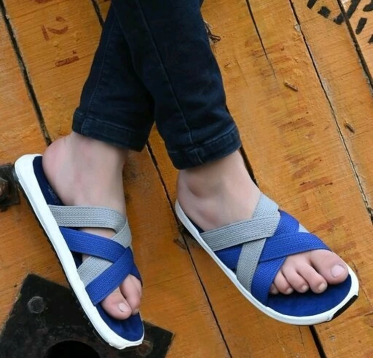 📣📣 Lazy21 Synthetic Leather Blue 💙 And Grey 🤍 Comfort Daily wear Slippers And Chappal For Men 😍 uploaded by www.lazy21.com on 7/15/2022
