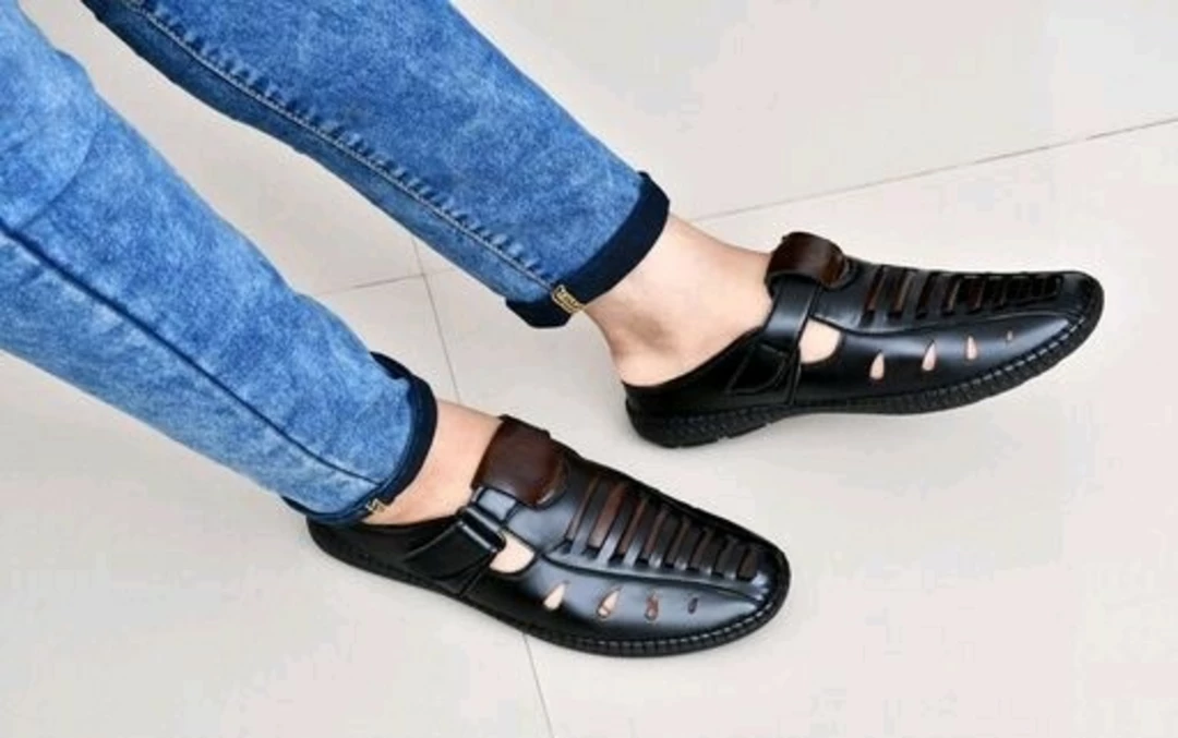 🥳📣 Lazy21 Synthetic Leather Black 🖤 Comfort And Trendy Casual Velcro Sandals For Men 😍 uploaded by .lazy21.com on 7/15/2022