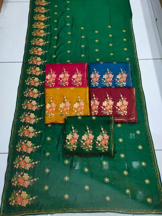 Fabric - Visitra,  Embroidery work , with  blouse  uploaded by Gajkeshri fashion on 7/15/2022