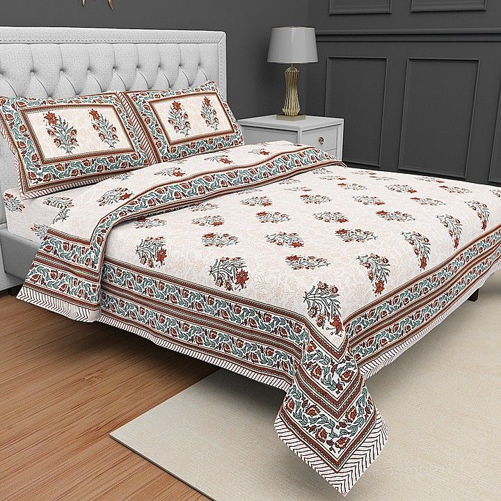 Jaipuri Bedsheets Cotton Hand Printed Double Bedsheet with 2 pillow covers  uploaded by Ved International  on 11/12/2020
