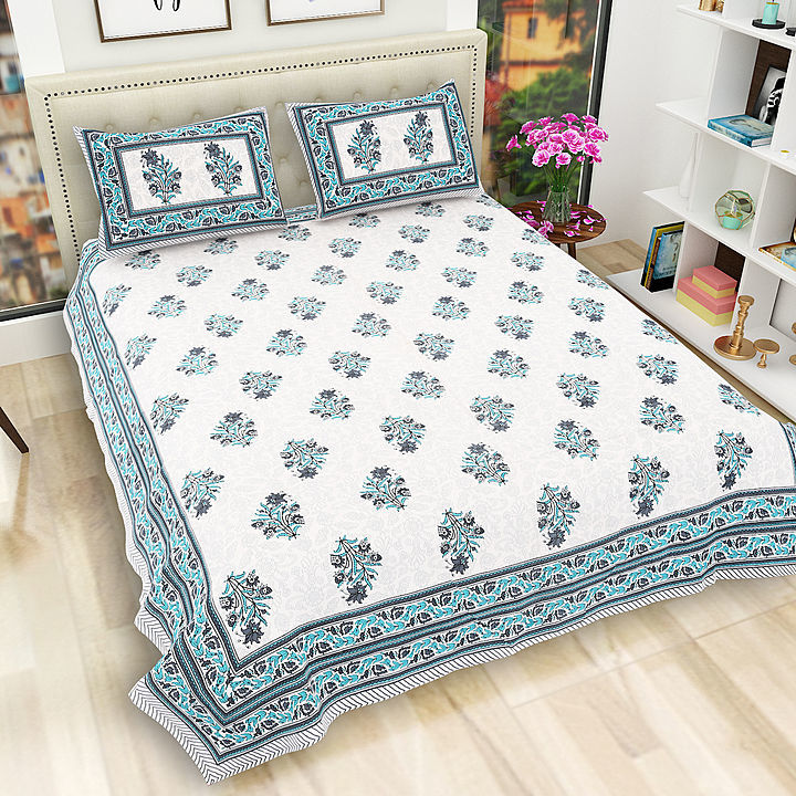 Jaipuri Bedsheets Cotton Hand Printed Double Bedsheet with 2 pillow covers  uploaded by business on 11/12/2020