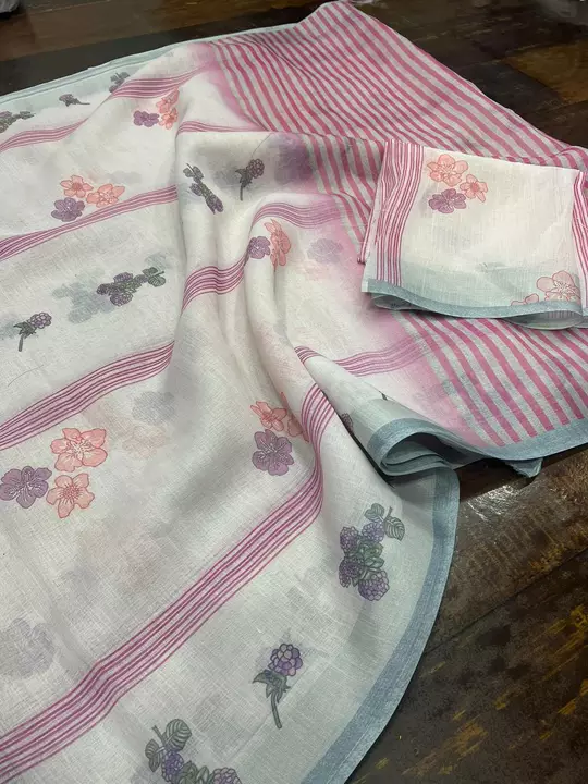 Lilen cotton saree uploaded by Jagruti tex fab on 7/15/2022