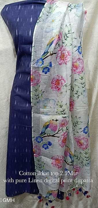 Ikkat suit with linen digital print dupatta uploaded by business on 11/12/2020