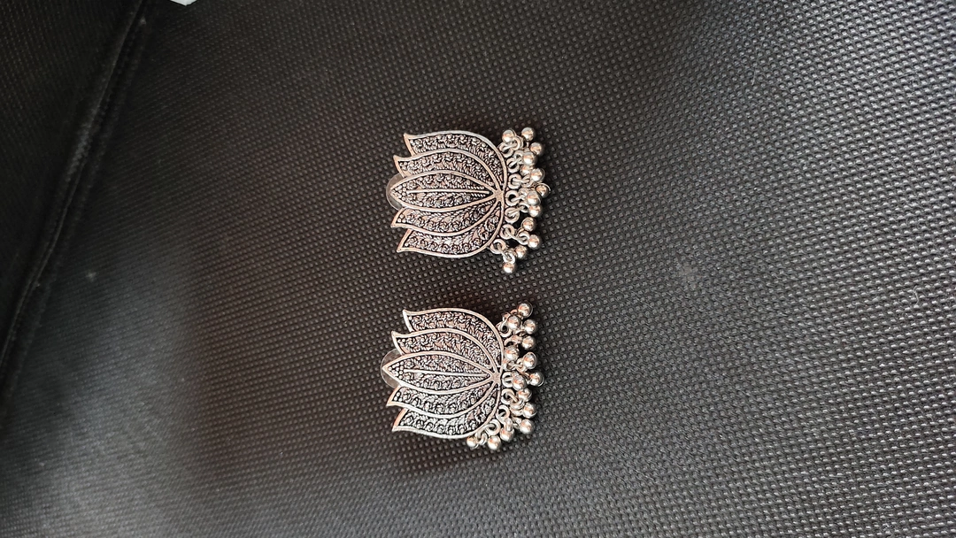 Lotus oxidised earrings  uploaded by Spirited Style Finds on 7/15/2022