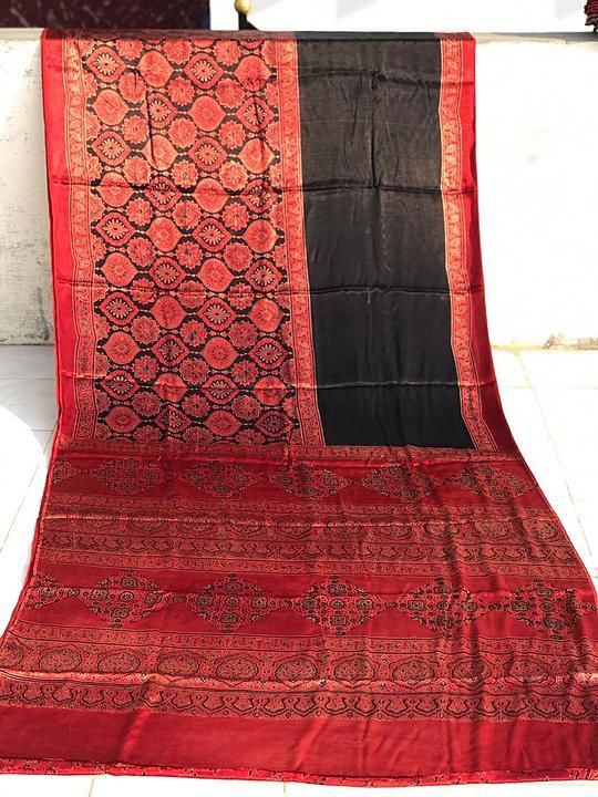 Modall silk ajrakh saree uploaded by business on 11/12/2020