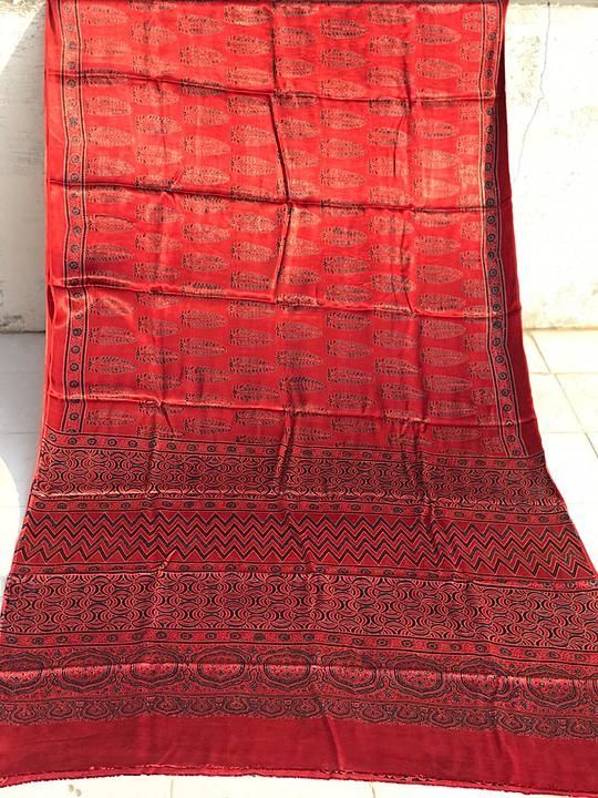 Modall silk ajrakh saree uploaded by business on 11/12/2020