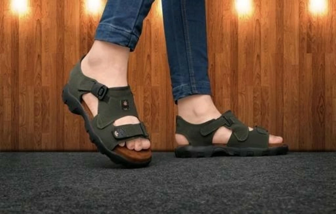 Lazy21 🤩 Synthetic Leather Olive 💚 Comfort And Trendy Daily wear Velcro Sandals For Men 😍🤩 uploaded by www.lazy21.com on 7/16/2022