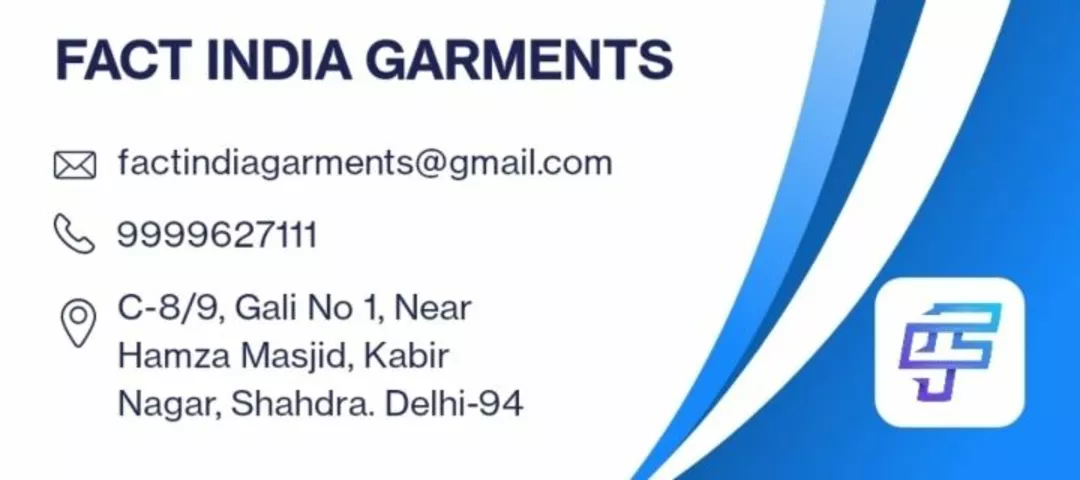 Visiting card store images of Fact India Garments