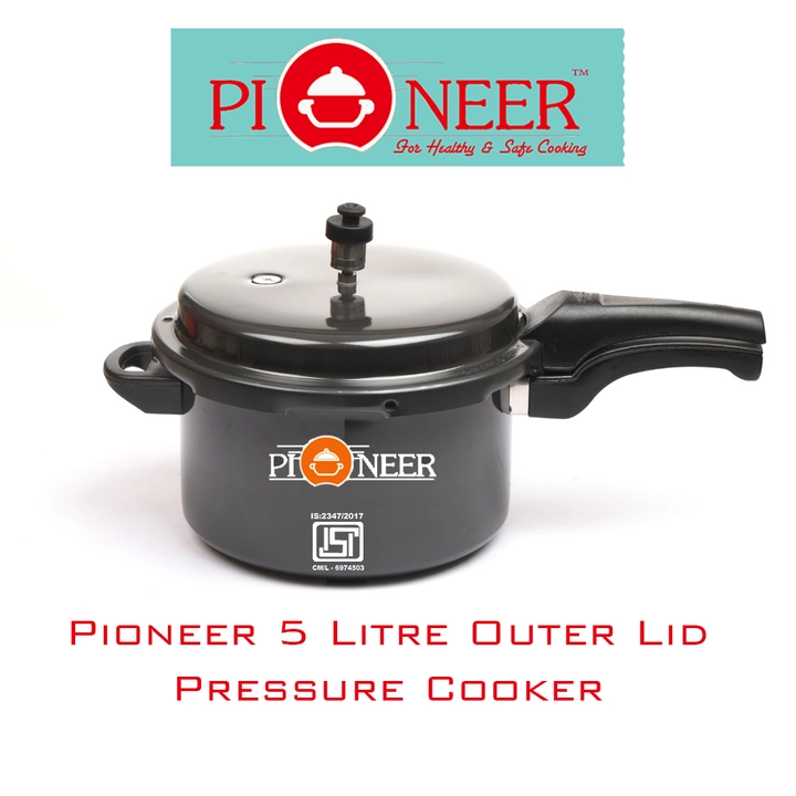 Pioneer Hard Anodised Glossy Black 5 litres Outer Lid  Pressure Cooker  uploaded by Pioneer Homes on 7/16/2022