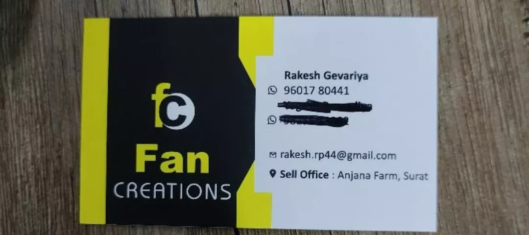 Visiting card store images of Fan creations