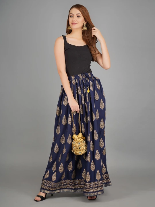 Gold print women Western skirt uploaded by business on 7/16/2022