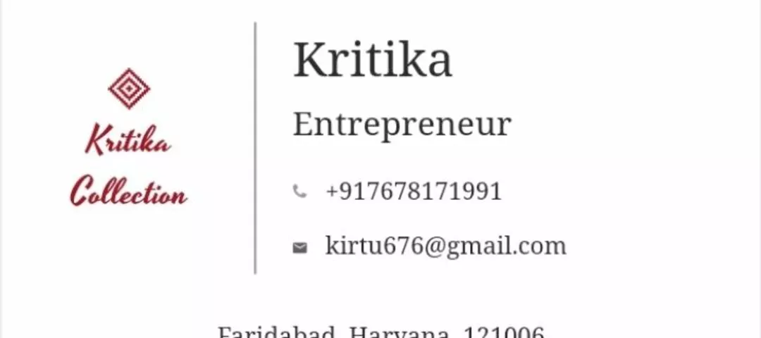 Visiting card store images of Kritika_Collections_