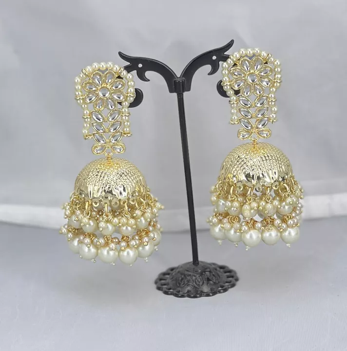 Golden Jhumki Earrings  uploaded by business on 7/16/2022