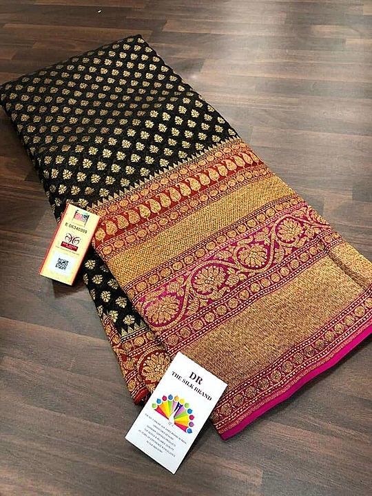 pure chiffon handloom banarsi saree very soft and smooth with allover original golden zari  uploaded by business on 11/12/2020