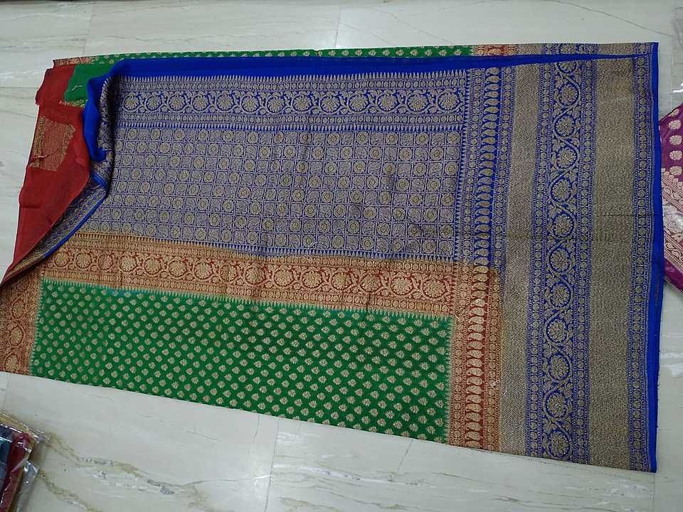 Pure chiffon Handloom banarsi very soft and smooth with allover original golden zari uploaded by business on 11/12/2020