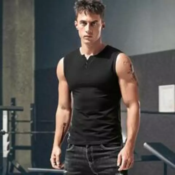 Henley neck solid sleeveless tee gym vest for men uploaded by Hotbutton.in  on 7/17/2022