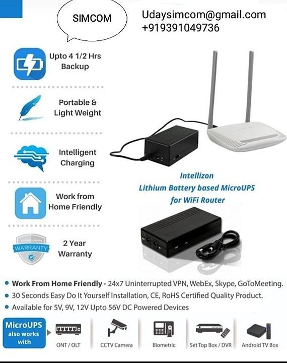 Intellizon Lithium Battery Based MicroUPS For WIFI Router,  uploaded by Simcom Engineering&Electrical Needs on 11/12/2020