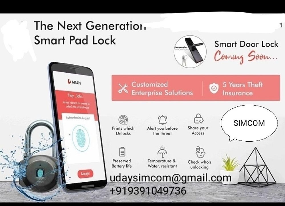 Smart Pad Lock  uploaded by Simcom Engineering&Electrical Needs on 11/12/2020