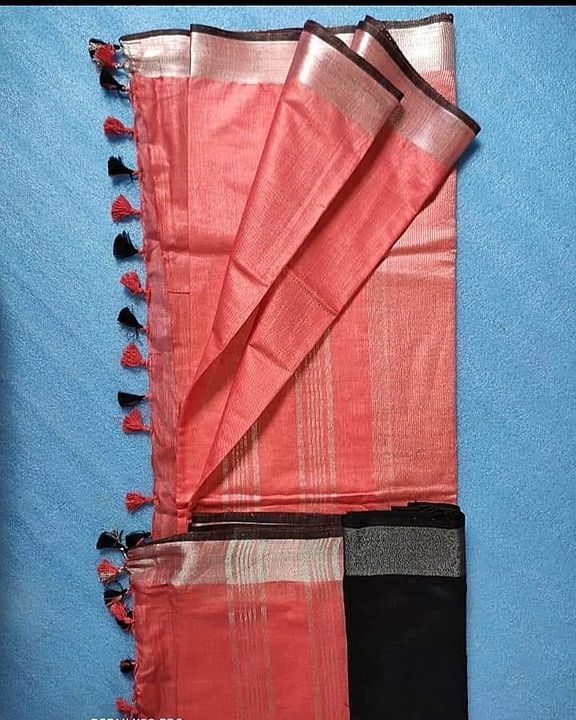 Post image Semi Linan Saree kantraj blouse piece.  Design dupion.    piping pure material cotton salub