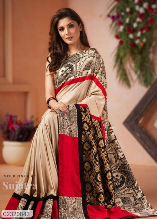 Printed Linen  Sarees uploaded by business on 7/17/2022
