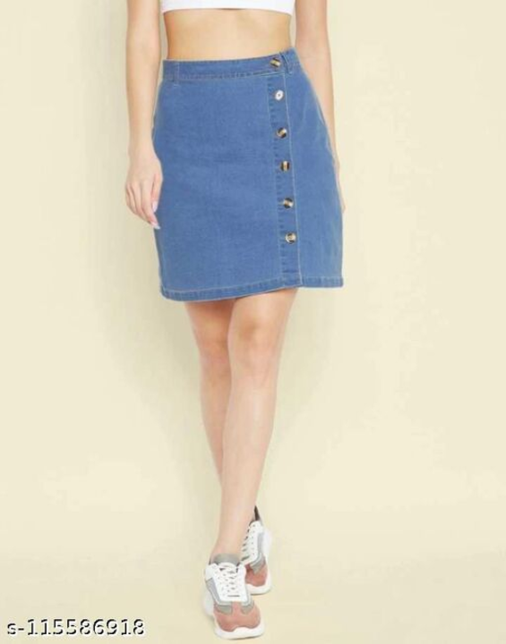 Denim side button skirt uploaded by business on 7/18/2022