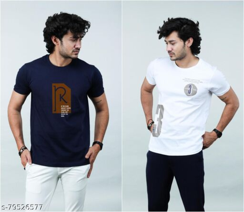 Post image STYLISH MENS T SHIRT COMBOName: STYLISH MENS T SHIRT COMBOFabric: CottonSleeve Length: Short SleevesPattern: PrintedNet Quantity (N): 2Sizes:L (Chest Size: 20 in, Length Size: 27.5 in) XL (Chest Size: 21 in, Length Size: 28 in) 
Fabric: Cotton Sleeve Length: Short Sleeves Pattern: Solid Multipack: 1 Sizes: XL (Chest Size: 22 in, Length Size: 28 in) L (Chest Size: 21 in, Length Size: 27 in) M (Chest Size: 20 in, Length Size: 26 in) Regular fit - Fitted at Chest and Straight on Waist Down Single Jersey, 100% Cotton Classic, lightweight jersey fabric comprising 100% cotton.Country of Origin: India