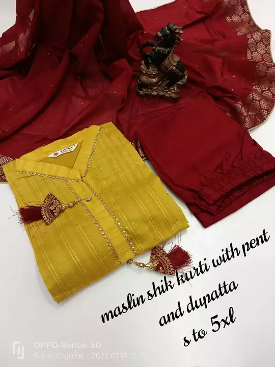 Kurti pant with duppatta set  uploaded by business on 7/18/2022