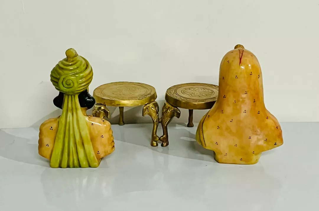 Marbal powder raja rani with brass table set uploaded by Subham handicrafts on 7/18/2022