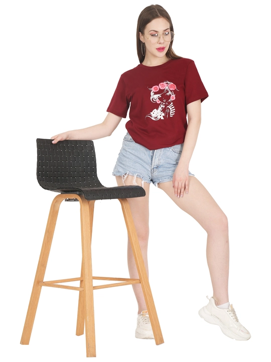 Printed  Loose T-Shirt Regular Fit Half Sleeve- Maroon uploaded by J.S CLOTHING on 7/19/2022