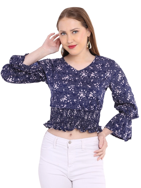 Crepe Blue Floral Shirring top v Neck Crop Top for Women Stylish Full Sleeves


 uploaded by business on 7/19/2022