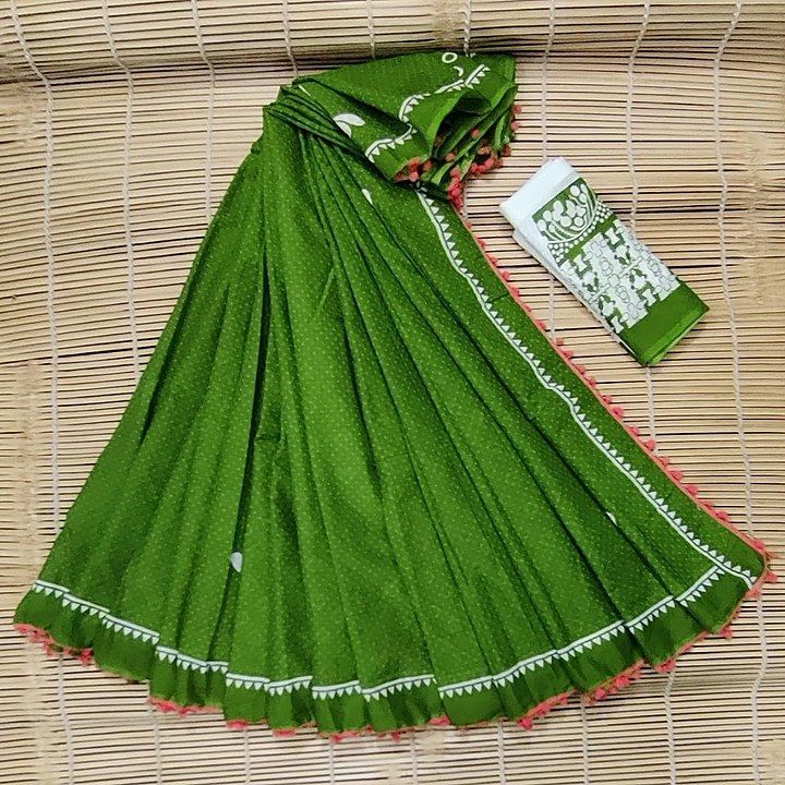 Mulmul Cotton Saree With Pom Pom Border  uploaded by business on 11/13/2020
