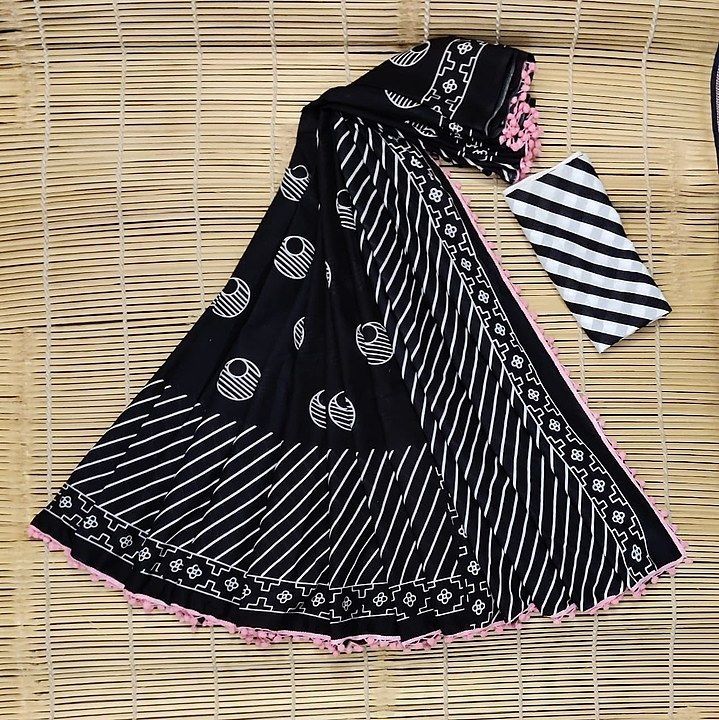 Mulmul Cotton Saree With Pom Pom Border  uploaded by RP CREATION on 11/13/2020