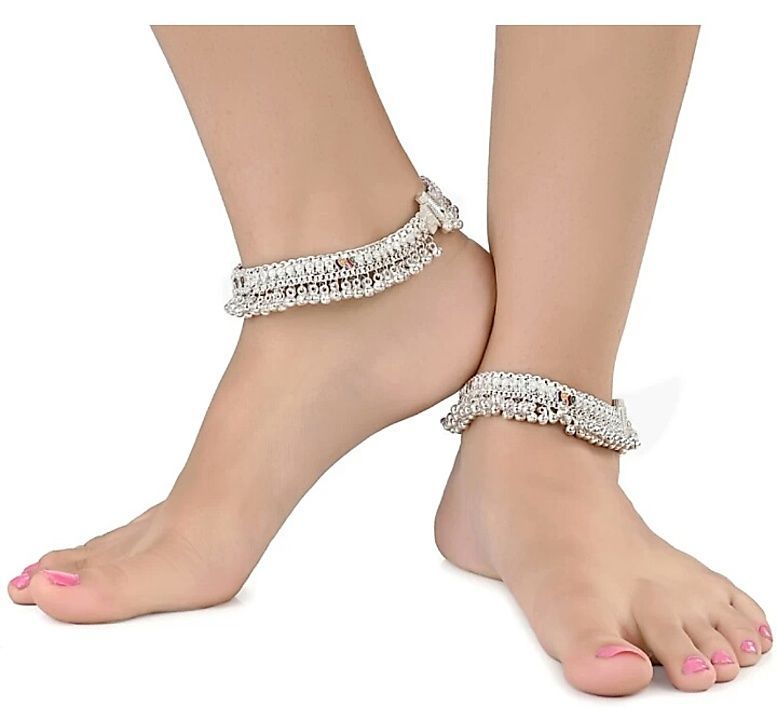 Heavy White Metal Anklet Pair in Silver Plating uploaded by Aanya Centric on 11/14/2020