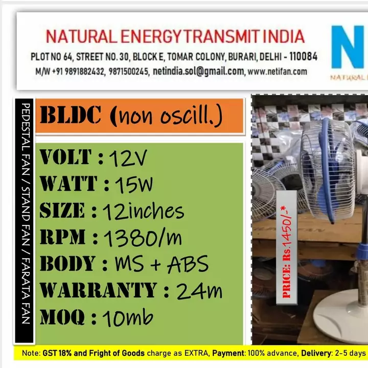 Pedestal fan uploaded by Natural Energy Transmit India on 7/20/2022