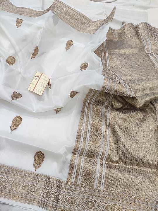 Pure kora organza banarsi handloom saree  uploaded by business on 11/14/2020