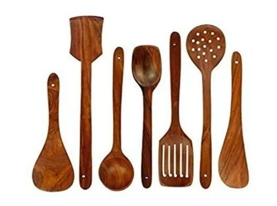 Brown wooden cooking spoon set of 7  uploaded by business on 7/20/2022
