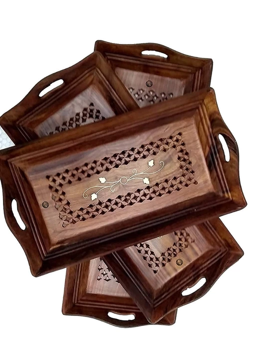 Wooden Coffee tray set of 3, 14 inch , 13 inch , 11 inch uploaded by SABA HANDICRAFT on 7/20/2022