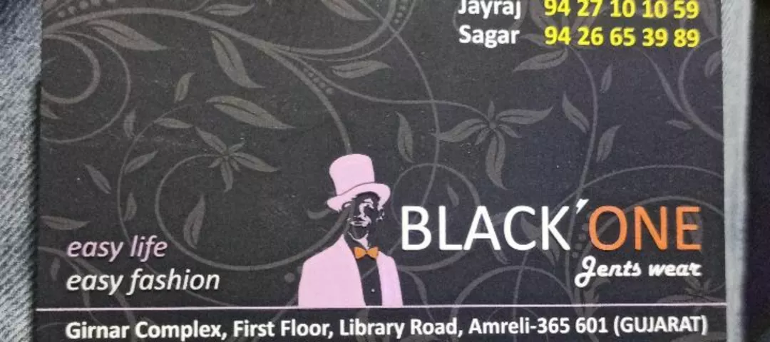Visiting card store images of Black one gents wear