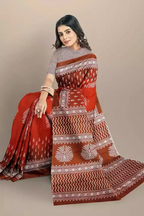 Post image *Best quality cotton mulmul saree*
*Beautiful Handblock printed pure cotton mulmul sarees* *with blouse piece.**5.5meter cotton saree**1meter extra blouse
