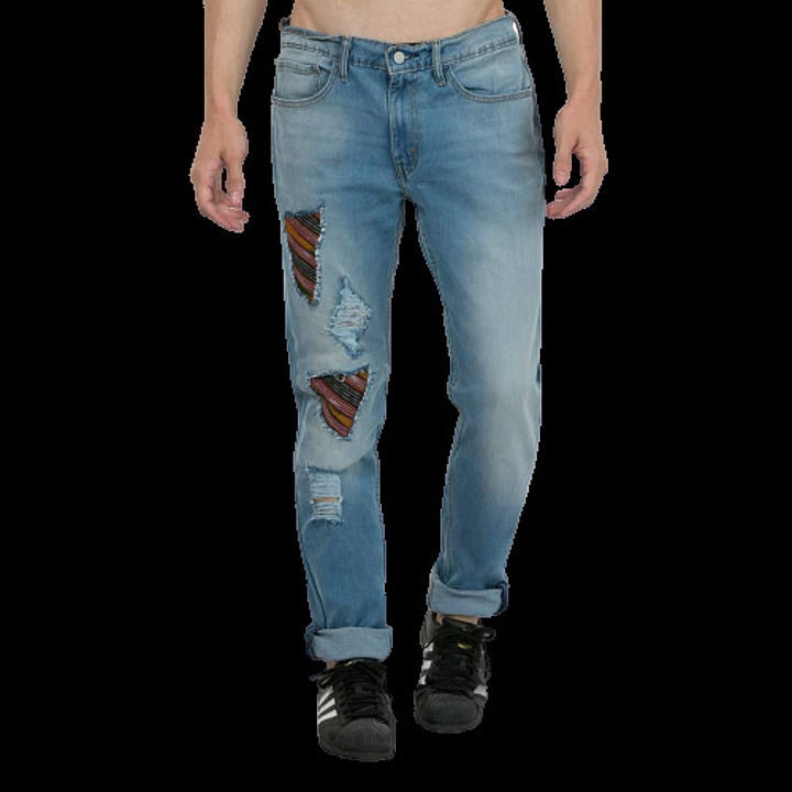 Multi Patched Distressed Faded Blue Jeans uploaded by business on 6/20/2020