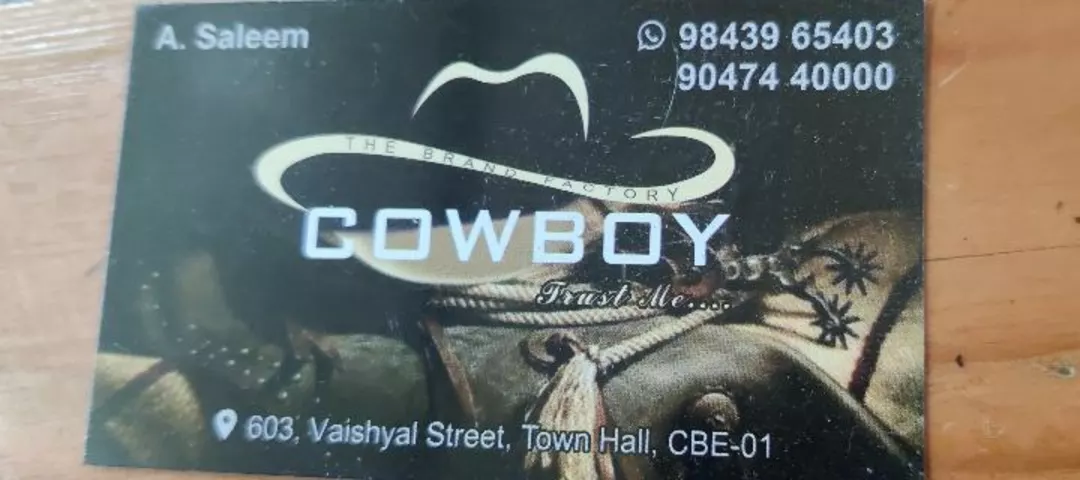 Visiting card store images of Cowboy menswear