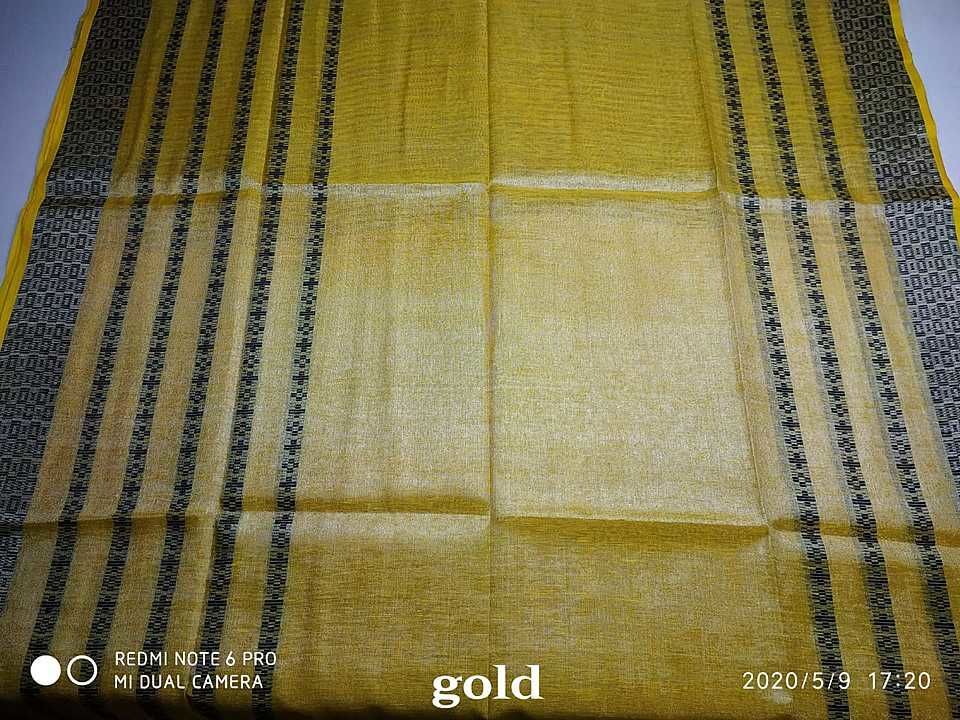 100% linen saree with blouse  uploaded by AR Handloom on 11/15/2020