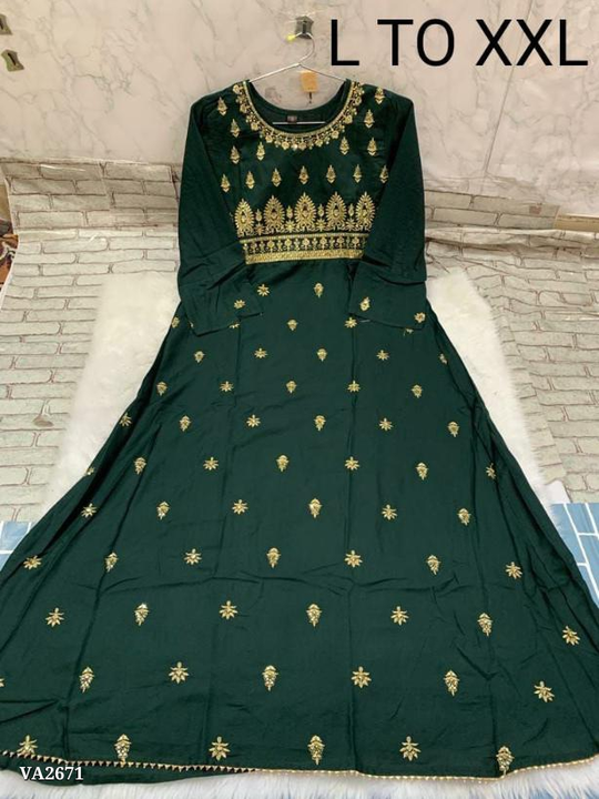 *Cash On Delivery Available* *Catalog Name: *Beautiful Long Printed Frock with embroidery work* uploaded by SN creations on 7/21/2022