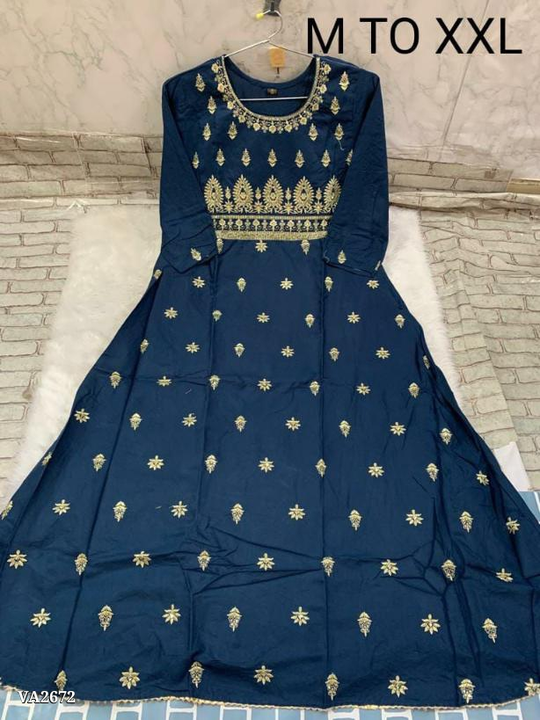 *Cash On Delivery Available* *Catalog Name: *Beautiful Long Printed Frock with embroidery work* uploaded by SN creations on 7/21/2022