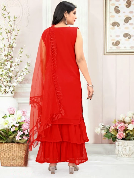Fabulous Red Color Kurta With Sharara And Dupatta sets   uploaded by Ashadhi Fashion on 7/21/2022