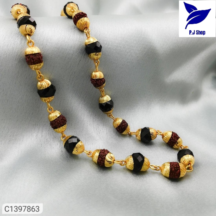 Trendy Gold Plated Rudraksha Mens Brass Chain With Pendant uploaded by business on 7/21/2022