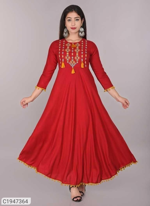 Pretty Rayon Embroidered Kurti(Code: C1947364) uploaded by business on 7/21/2022