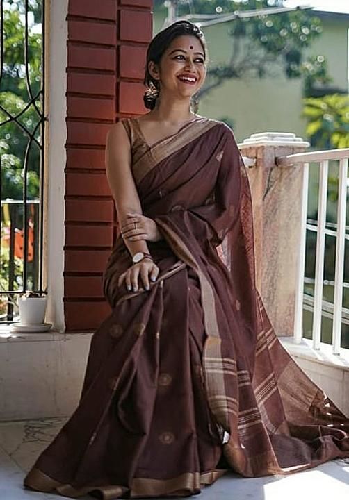 Cotton linen buta saree uploaded by Rehan handloom on 11/16/2020