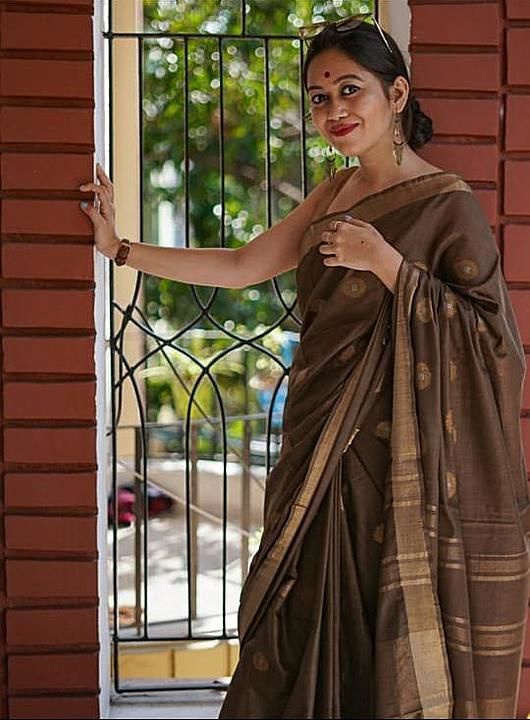 Cotton linen buta saree uploaded by Rehan handloom on 11/16/2020