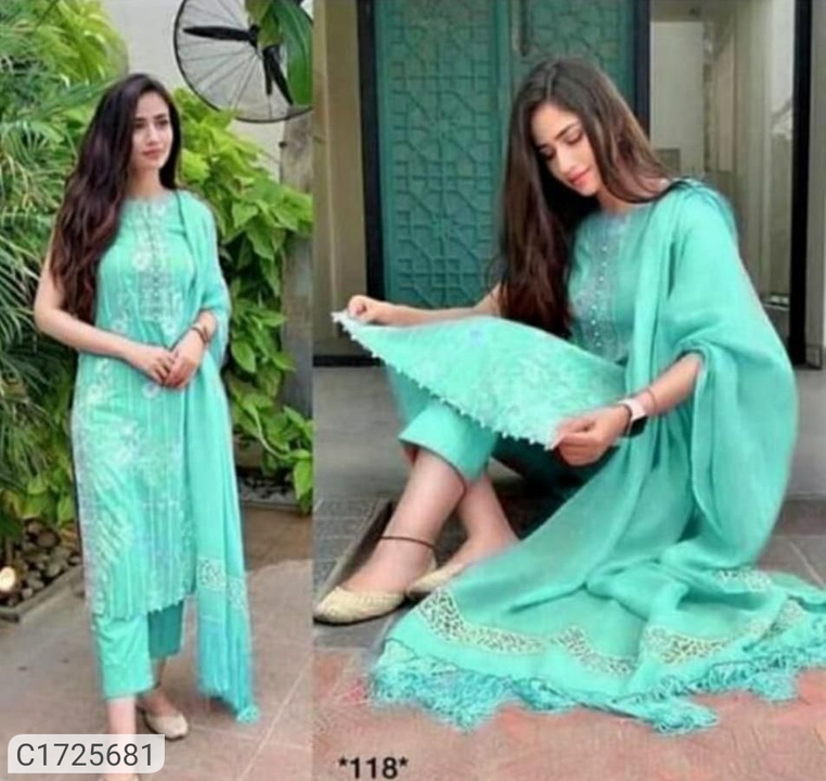 Adorable Embroidered Rayon Kurti Pant Set (Code: C1725680) uploaded by business on 7/22/2022